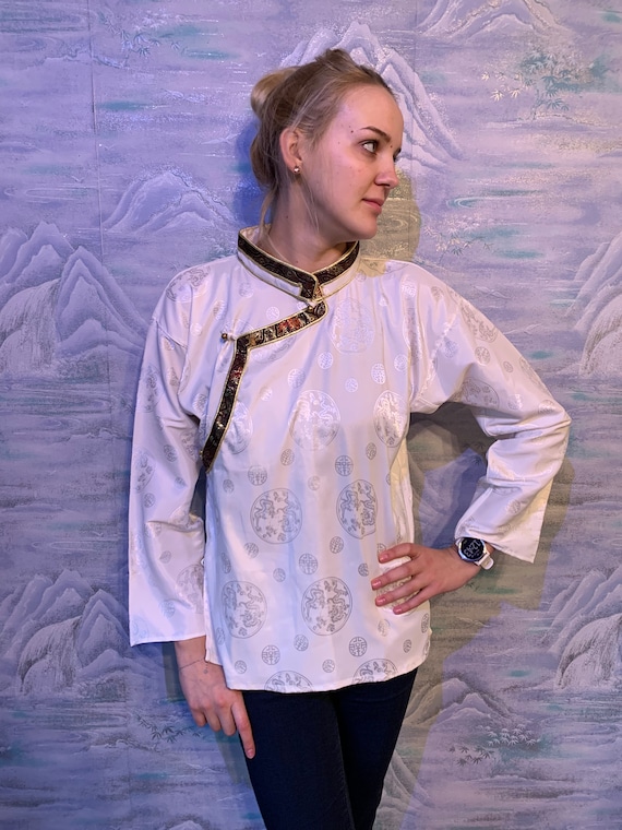 Ivory white cheongsam blouse - Gem