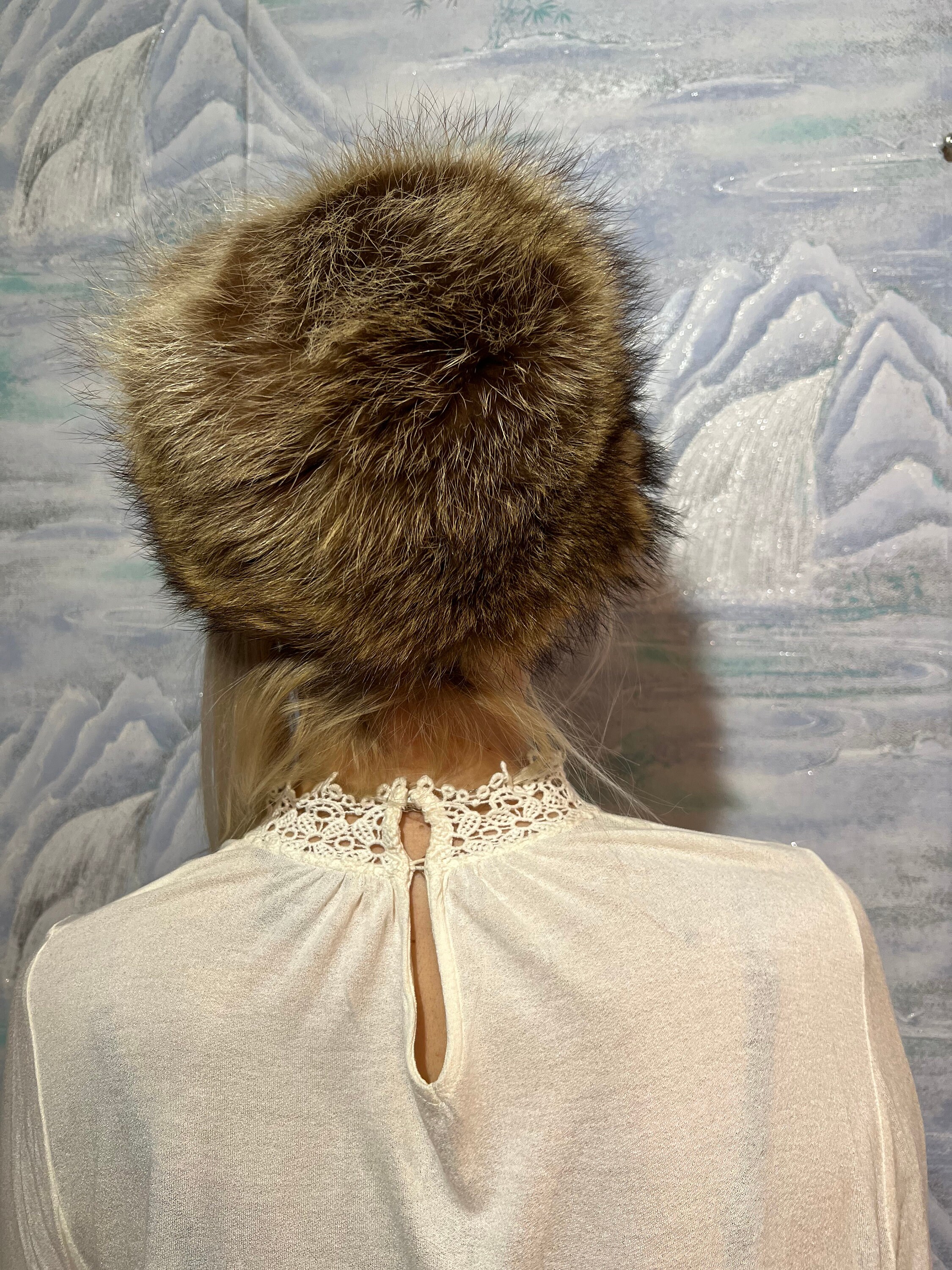Women's Dyed Rabbit Hat Russian Fur Winter Hat Brown Elegant Hunting ...