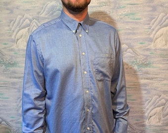 Lacoste Shirt Vintage Light Blue Shirt Men Button up Shirt Blue Dress Shirt Long Sleeve Shirt Formal Designer Shirt Large Size
