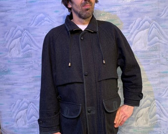 Mens Gray Casanova Wool Jacket Peacoat Zipper and Button Up Wool Jacket Warm Winter Classy Casual Coat Large Size