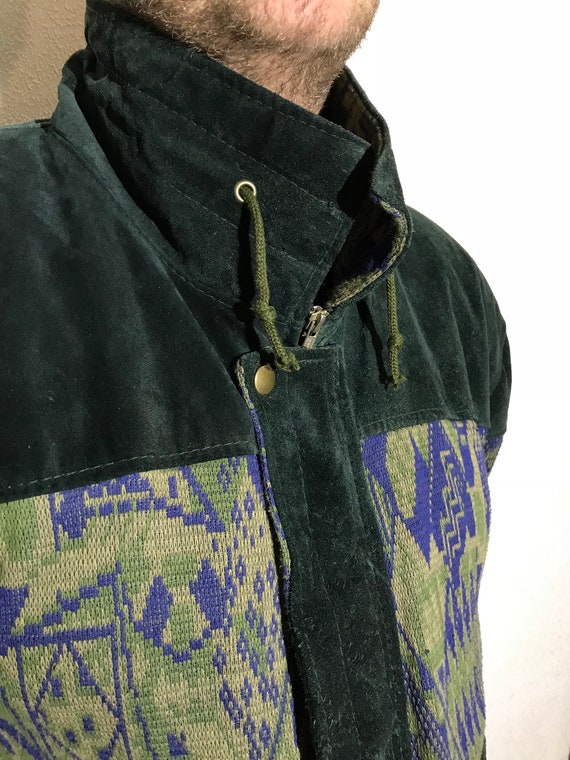 1980's Men's Vintage Chamois Green Leather Jacket… - image 5