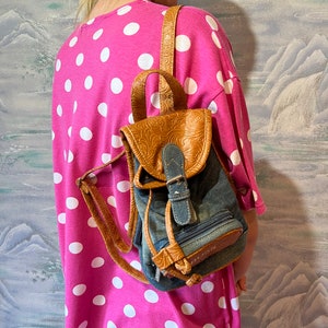 vintage Denim Backpack Blue Jeans Backpack Fabric Backpack Vegan Friendly Backpack Blue Bag Sac à main Boho Backpack Mini Backpack