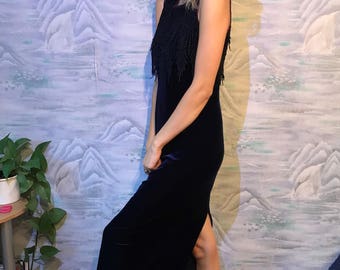 Blu scuro Midi Abito in velluto senza maniche Abito di velluto Abito da festa di Capodanno Abito da festa Vestito formale Abiti da cocktail Taglia media