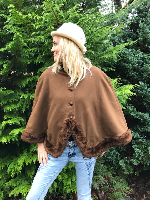 Armani Brown Cropped Cloak Sand Brown Cape Coat El