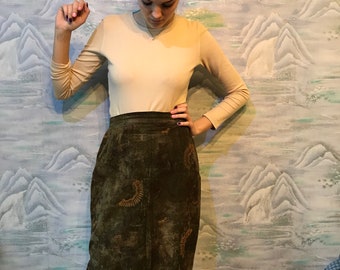 Abstract Floral Geometric Tapestry Style High Waisted Mini Skirt Size Medium to Large 29&quot; Waist