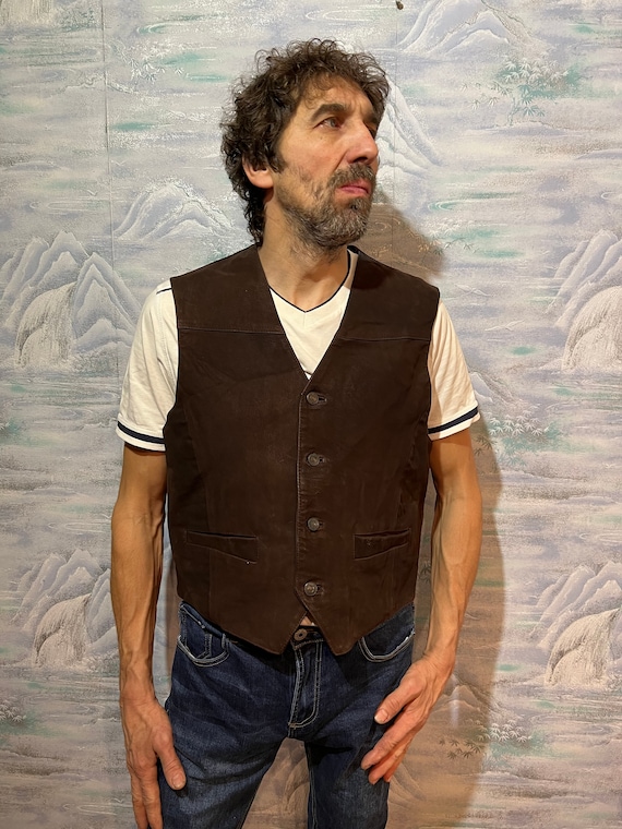 Mens western leather vest sale