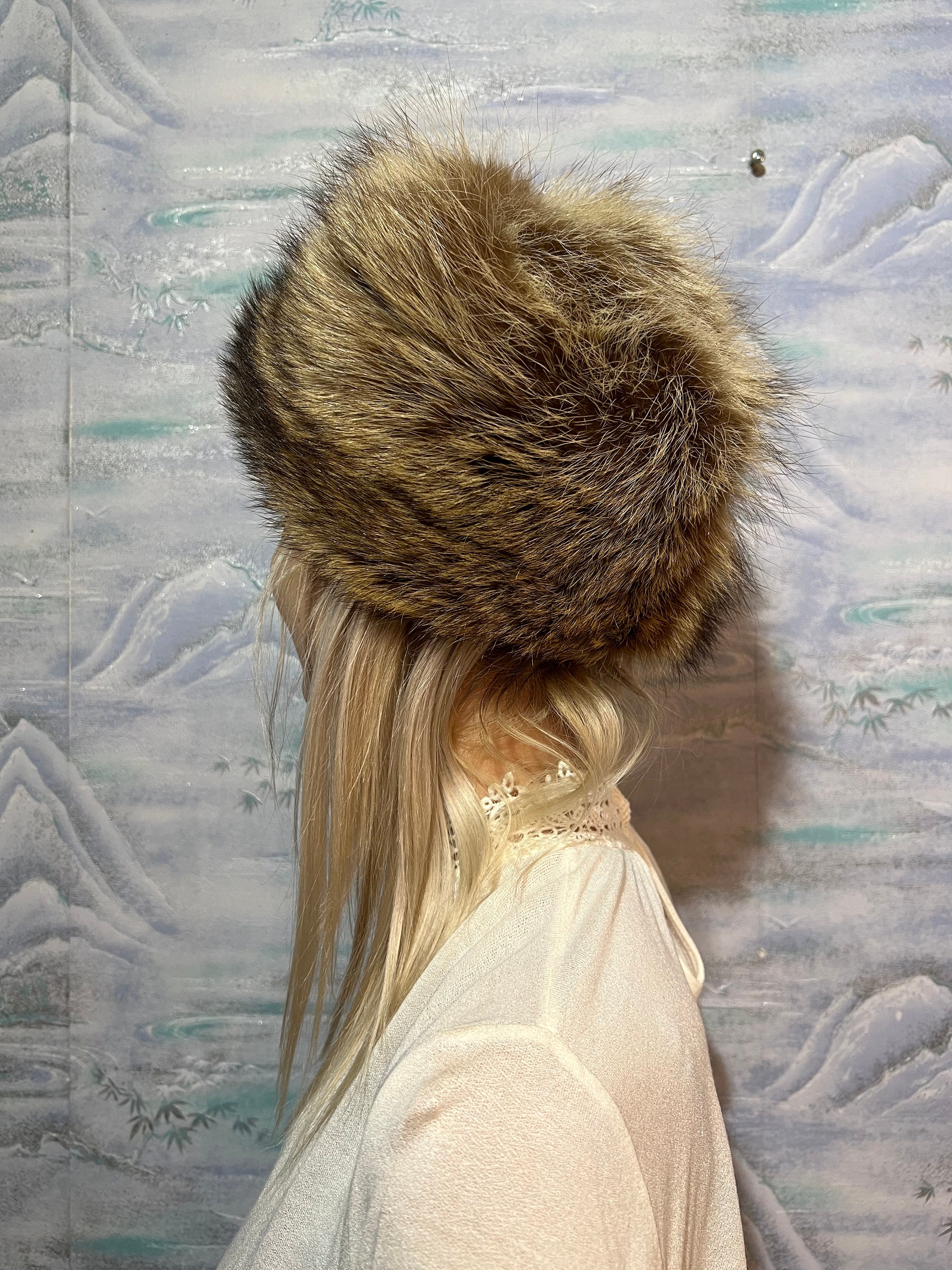 Soviet Rabbit Hat Women's Dyed Rabbit Hat Russian Fur Winter Hat Brown Elegant Hunting ...