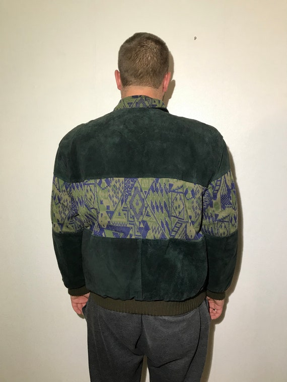 1980's Men's Vintage Chamois Green Leather Jacket… - image 3