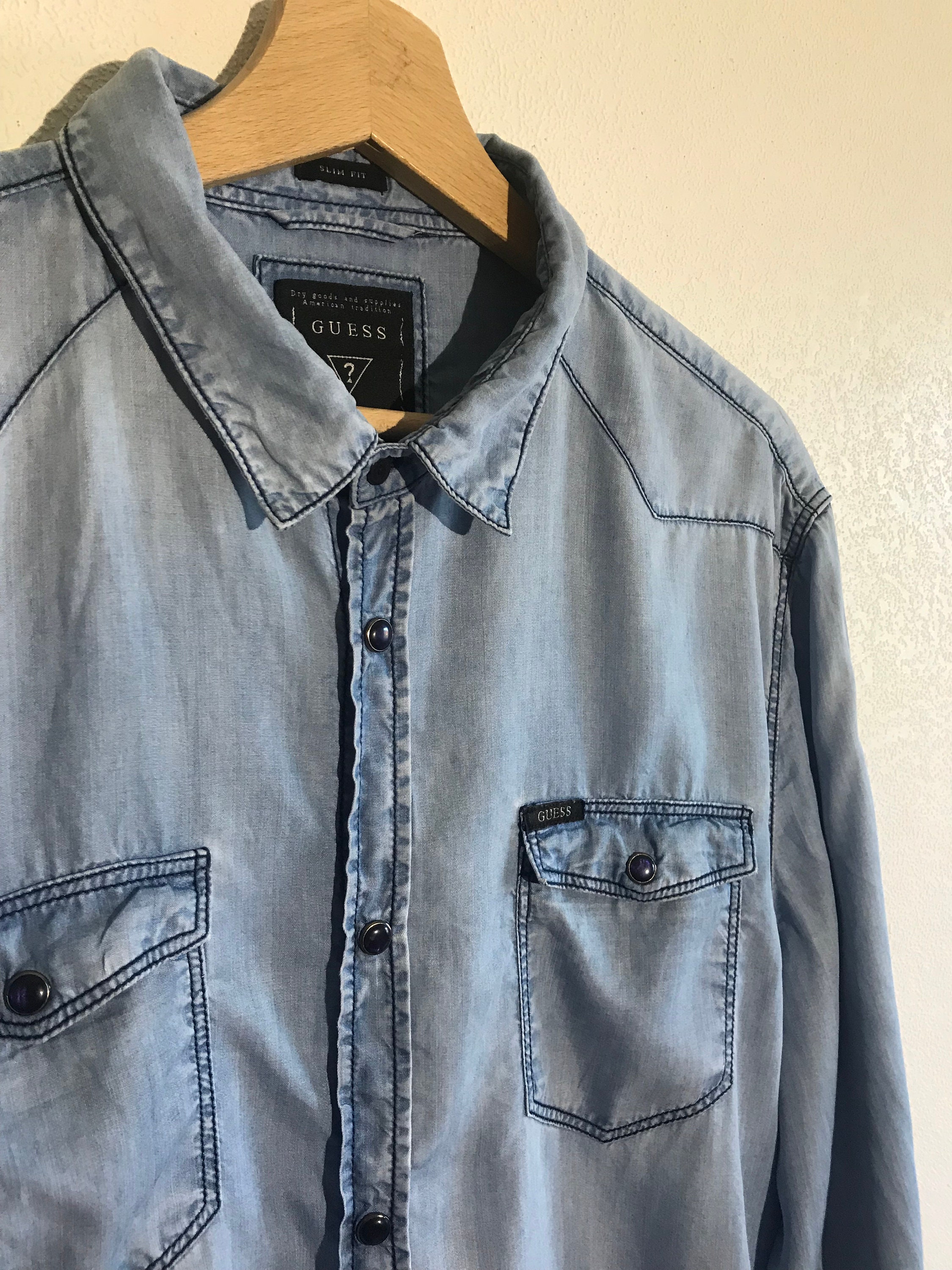 guess slim fit denim shirt