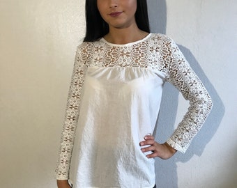 White Women Jacket/Blouse White Lightweight Open Back Blouse Vintage COTTON Woman Blouse Small size Blouse