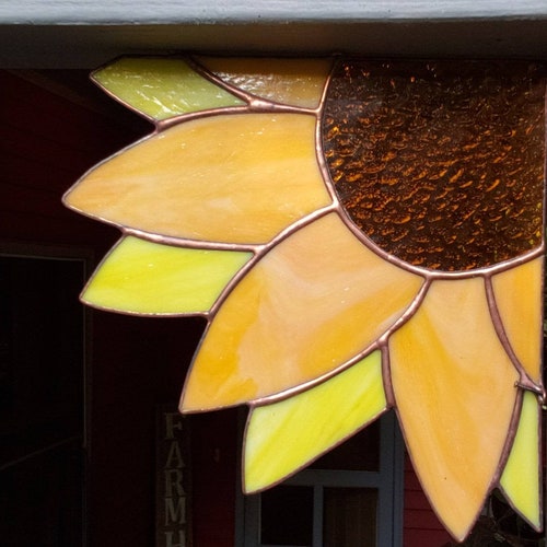 Sunflower Window Corner Stained Glass PDF Pattern Etsy