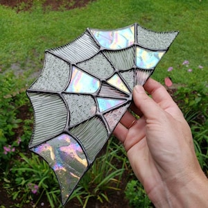 Large Stained Glass Half Spider Web Corner Sun Catcher