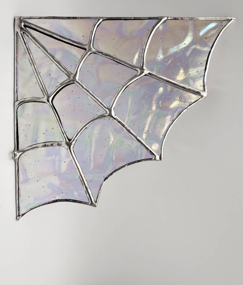 Stained Glass Spider Web Corner Sun Catcher