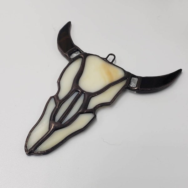 Stained Glass Bull Cow Skull Hanging Ornament