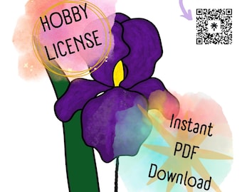 Mönster med 3D-irisblommor i målat glas/monteringsinstruktioner – gör-det-själv för medelnivå (PDF-nedladdning)