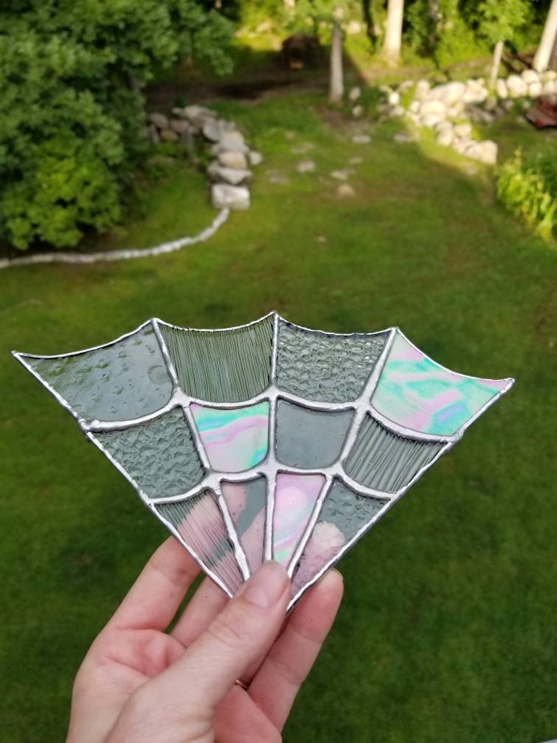 Stained Glass Spider Web Corner Sun Catcher