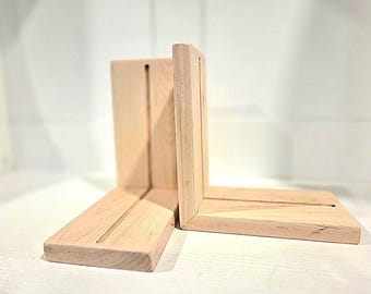Solid Maple Wood Slotted Bookend Blanks for Stained/Fused Glass Art with Template