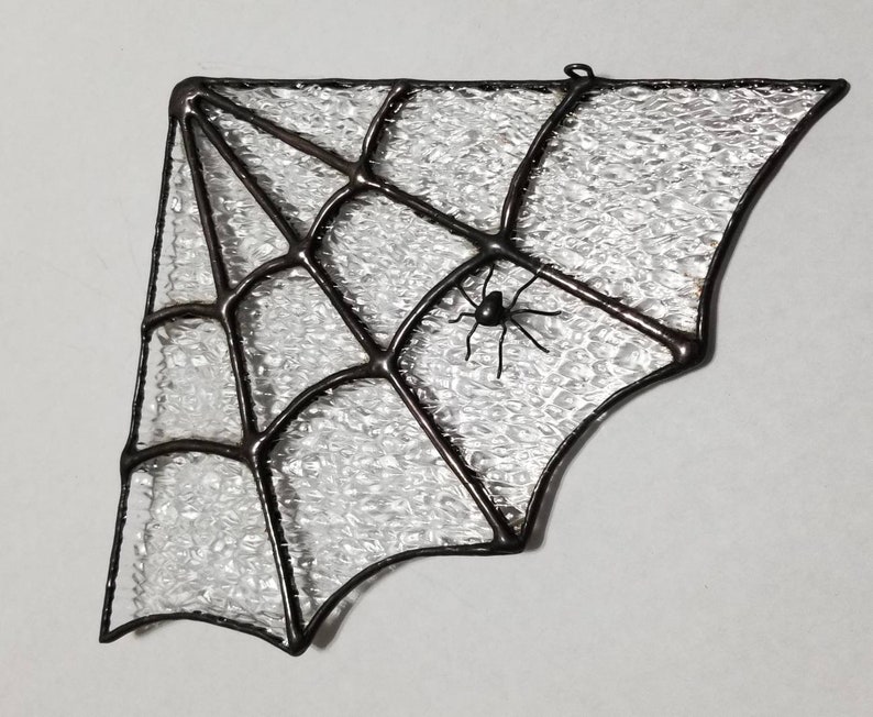 Stained Glass Spider Web Corner Sun Catcher