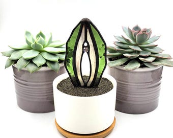Stained Glass Potted Female Cactus (Cuntus)