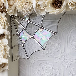 Stained Glass Spider Web Corner Sun Catcher