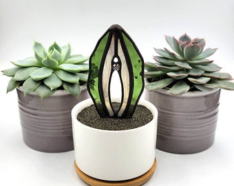 Stained Glass Potted Female Cactus (Cuntus)