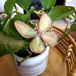 Stained Glass Butterfly Plant Pot Buddy, Plant Stake Support Garden Houseplant decor