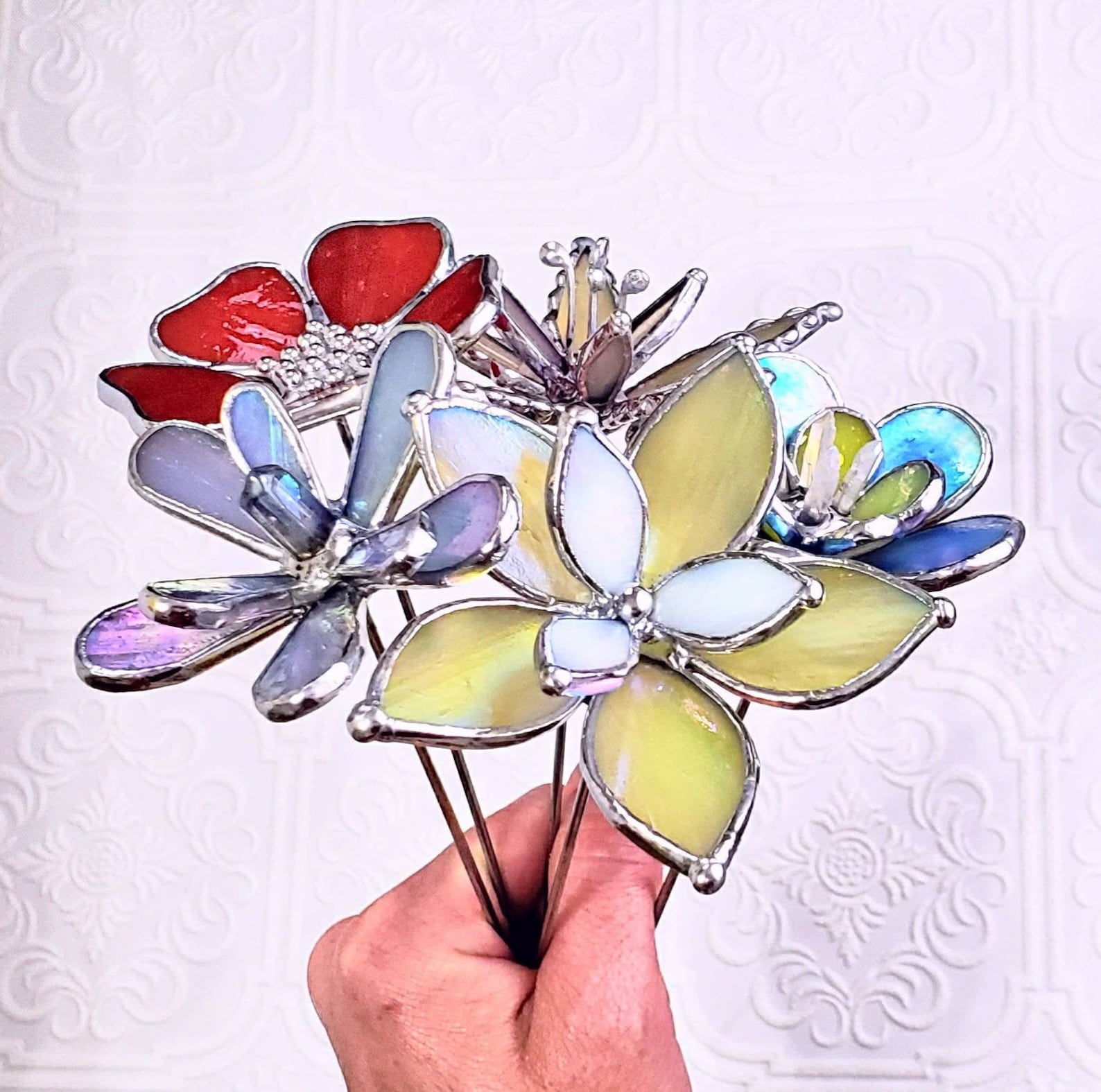 Majestic Stained Glass Flower Bouquet Etsy