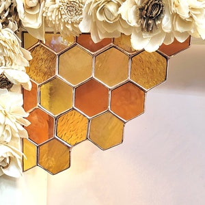 Stained Glass Honeycomb Corner Hanging: Beehive Decor
