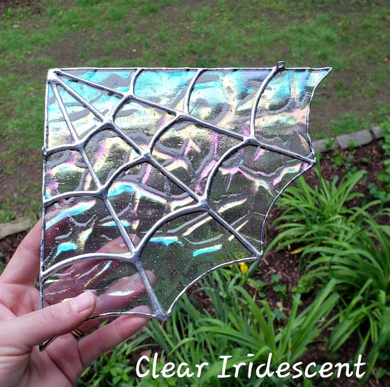 Stained Glass Spider Web Corner Sun Catcher