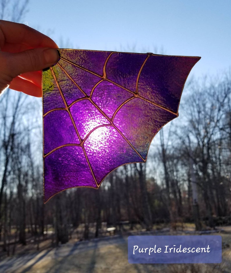 Stained Glass Spider Web Corner Sun Catcher