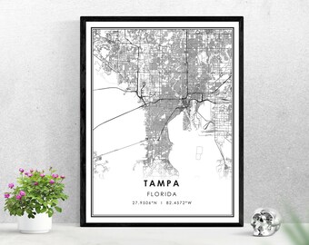 Tampa art print Tampa wall art Tampa map print Tampa poster Tampa city map Tampa gift Tampa print Tampa map poster Map of Tampa