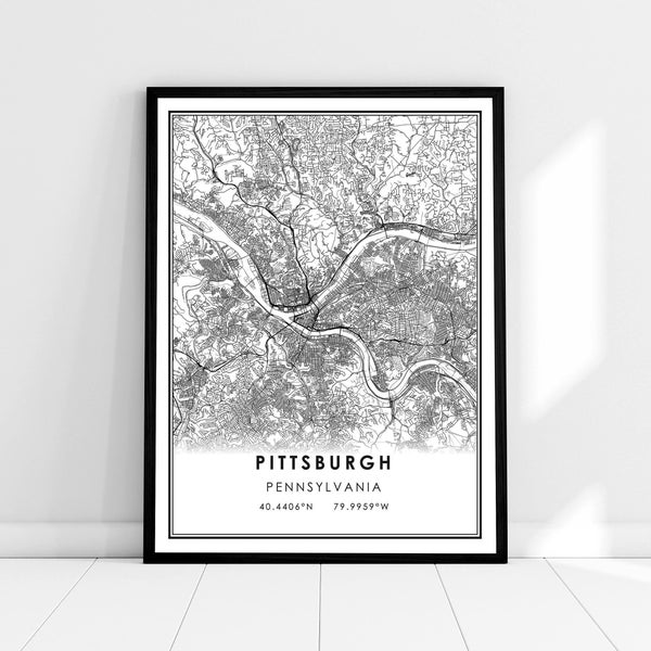Pittsburgh map print poster canvas | Pennsylvania map print poster canvas | Pittsburgh city map print poster canvas