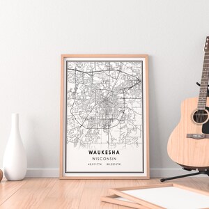 Waukesha map print poster canvas Wisconsin map print poster canvas Waukesha city map print poster canvas image 3