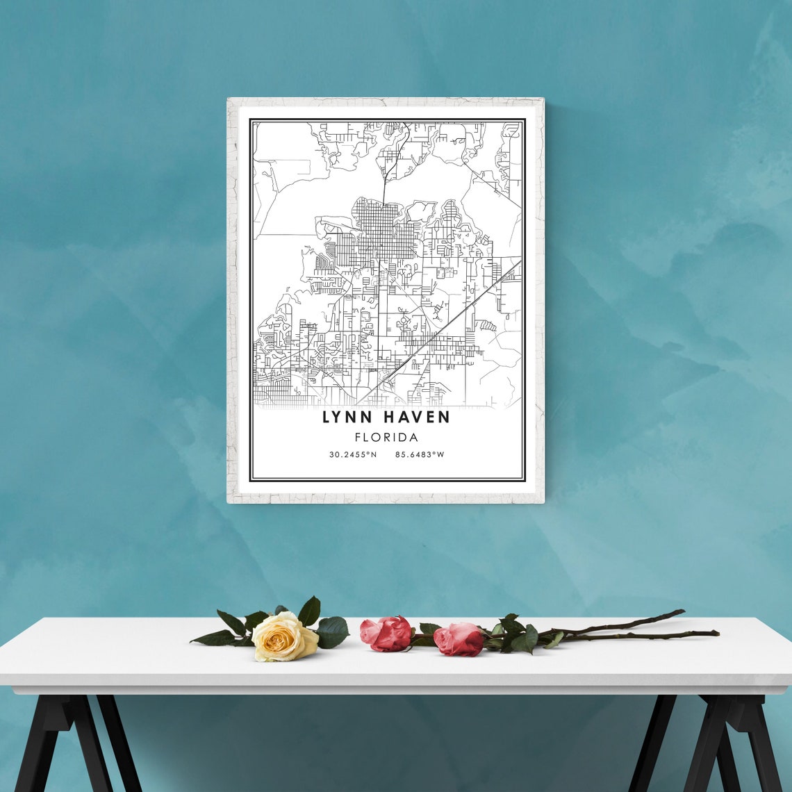 Lynn Haven map print poster canvas Lynn Haven Florida Street | Etsy