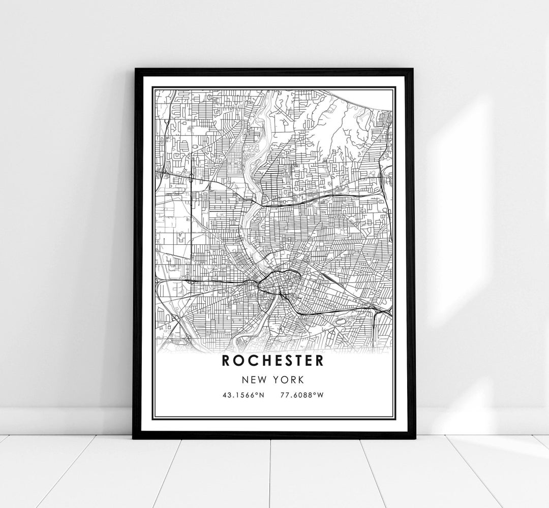 Rochester Map Print Poster Canvas | New York Map Print Poster Canvas ...