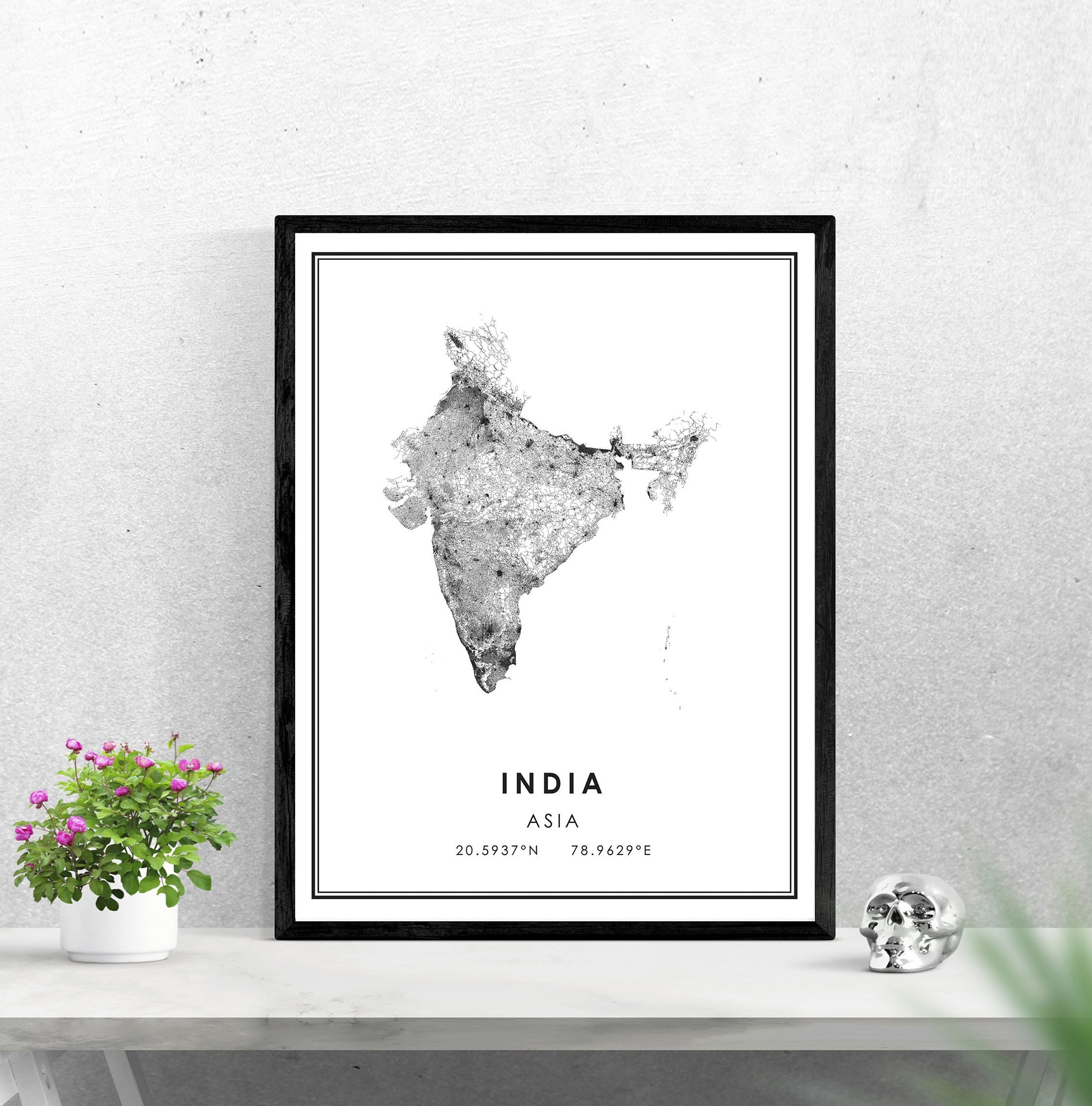 India Map Print Poster Canvas India City Map Print Poster Etsy