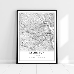 Arlington map print poster canvas | Virginia map print poster canvas | Arlington city map print poster canvas