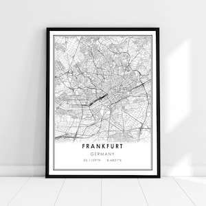Frankfurt map print poster canvas | Germany map print poster canvas | Frankfurt city map print poster canvas