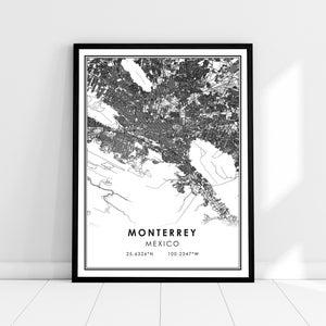 Monterrey map print poster canvas | Mexico map print poster canvas | Monterrey city map print poster canvas
