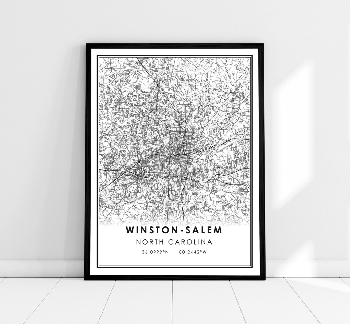 Winston-salem Map Print Poster Canvas North Carolina Map - Etsy