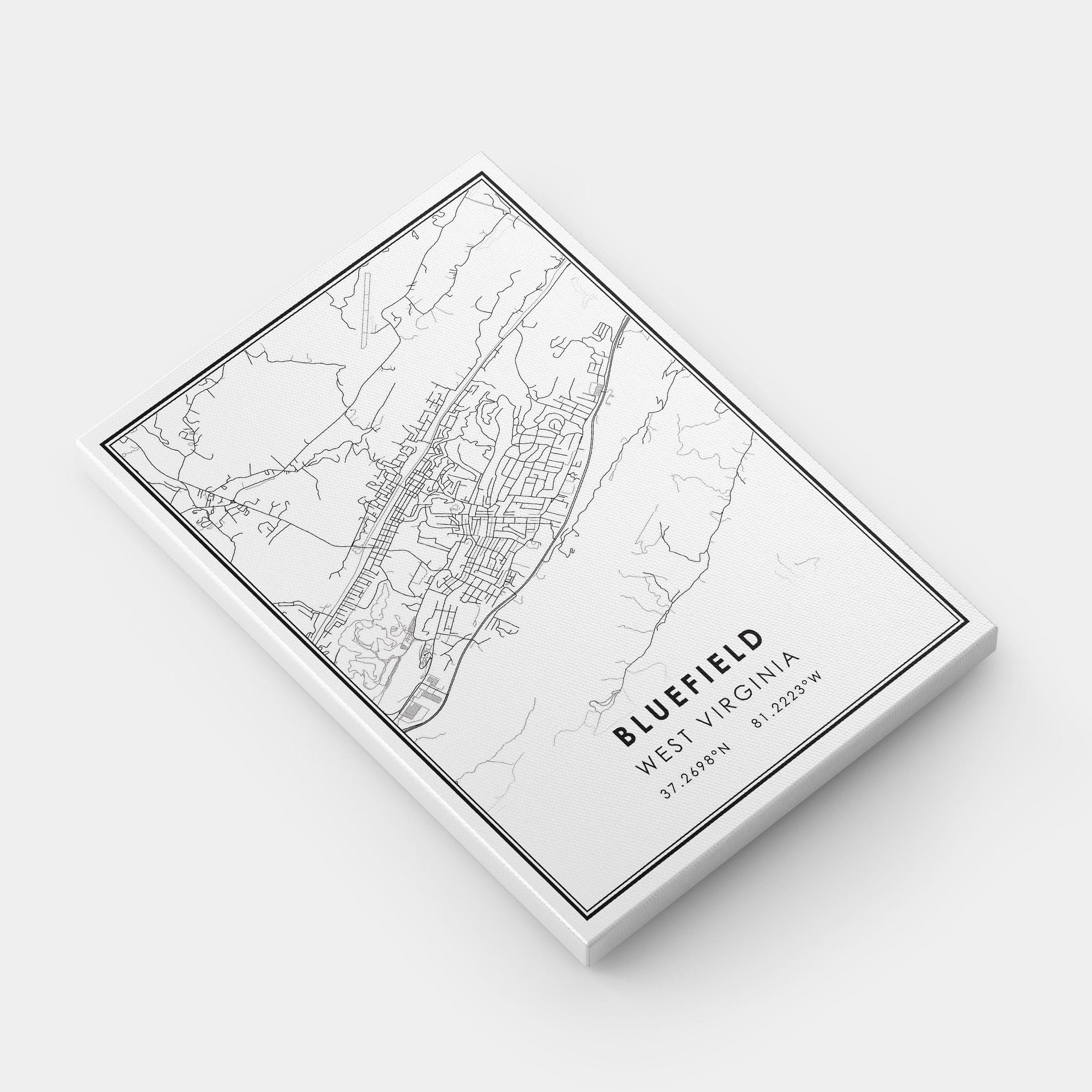 Bluefield Map Print Poster Canvas | Bluefield West Virginia Map Print ...
