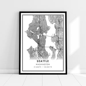 Seattle map print poster canvas | Washington map print poster canvas | Seattle city map print poster canvas