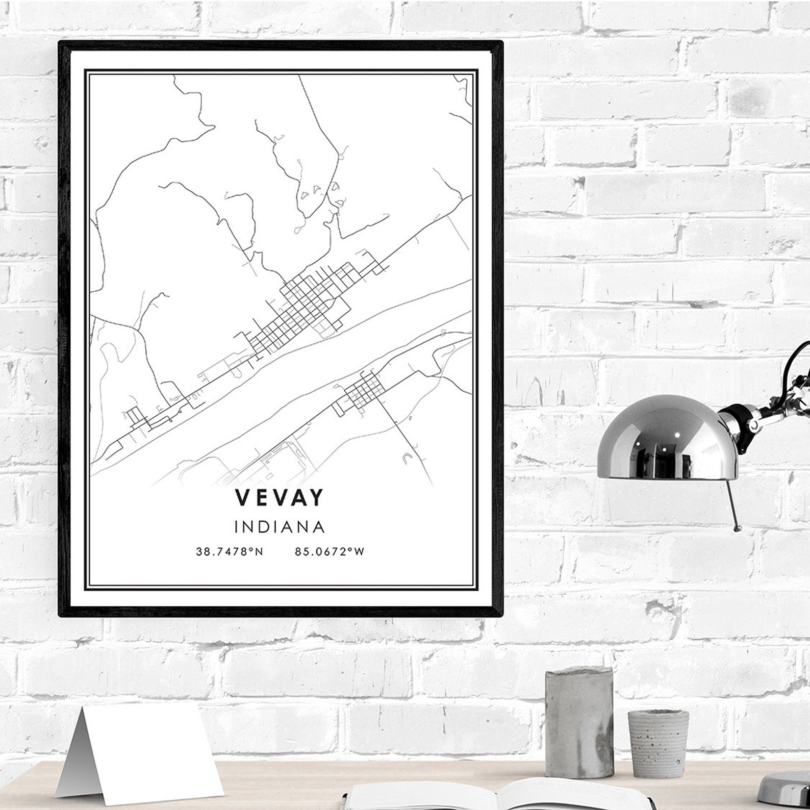 Vevay map print poster canvas Vevay Indiana Street map Etsy