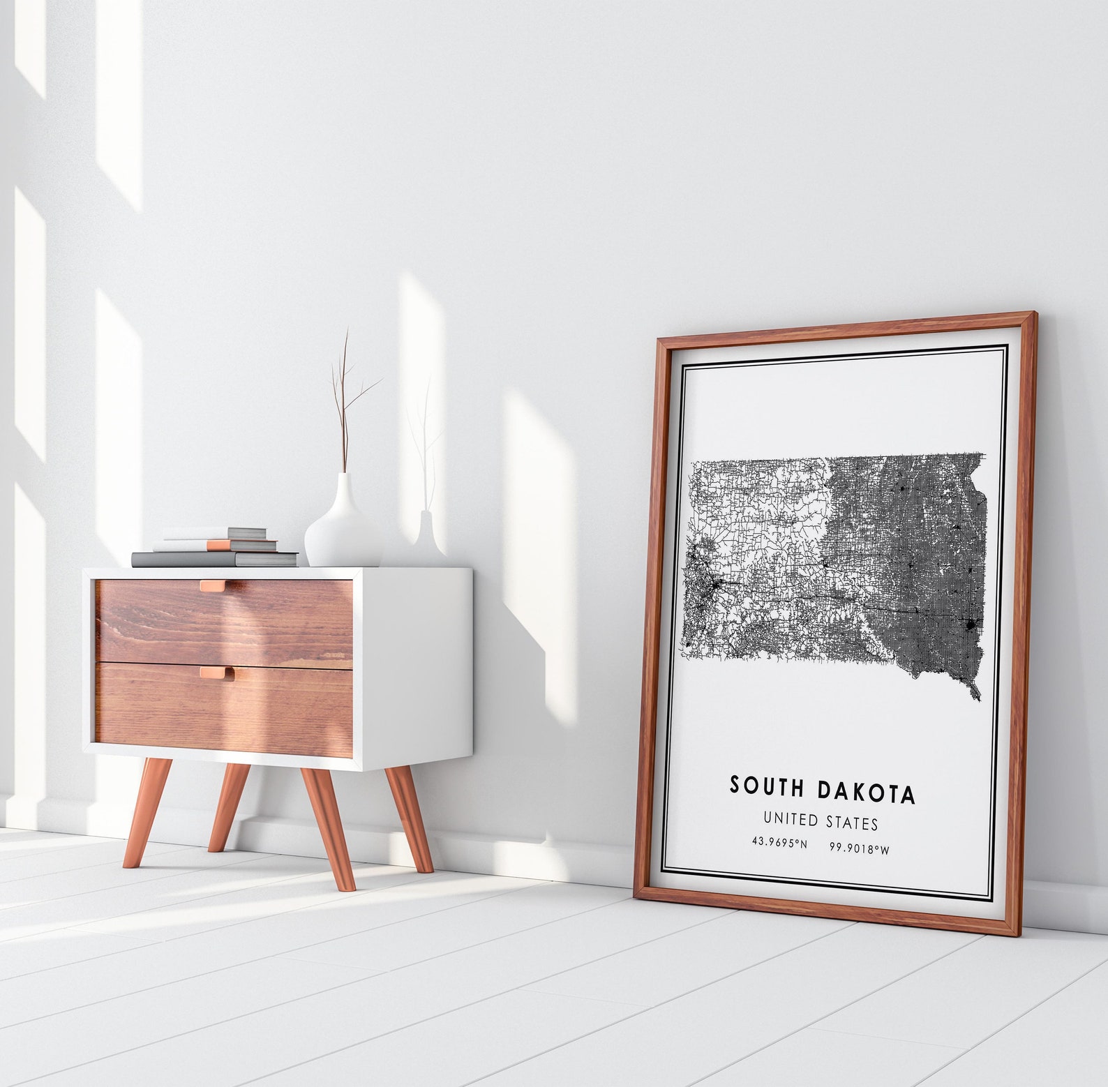 South Dakota Map Print Poster Canvas South Dakota Road Map - Etsy