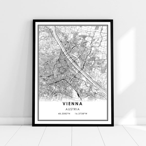 Vienna map print poster canvas | Austria  map print poster canvas | Vienna city map print poster canvas