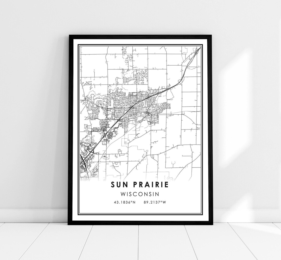 Sun Prairie Map Print Poster Canvas Wisconsin Map Print Poster Canvas