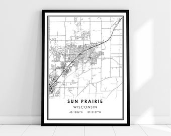 Sun Prairie map print poster canvas | Wisconsin map print poster canvas | Sun Prairie city map print poster canvas