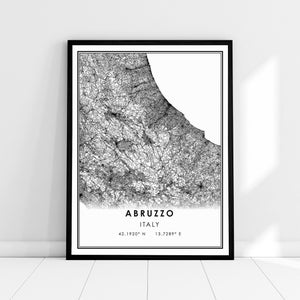 Abruzzo Italy map print poster canvas | Abruzzo city map print poster canvas