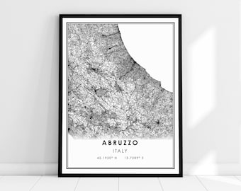 Abruzzo Italy map print poster canvas | Abruzzo city map print poster canvas