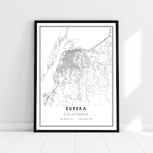Eureka map print poster canvas | California map print poster canvas | Eureka city map print poster canvas